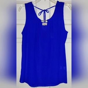 Tovia Royal blue dressy tank top, gold metal keyhole, size XL fits like a large